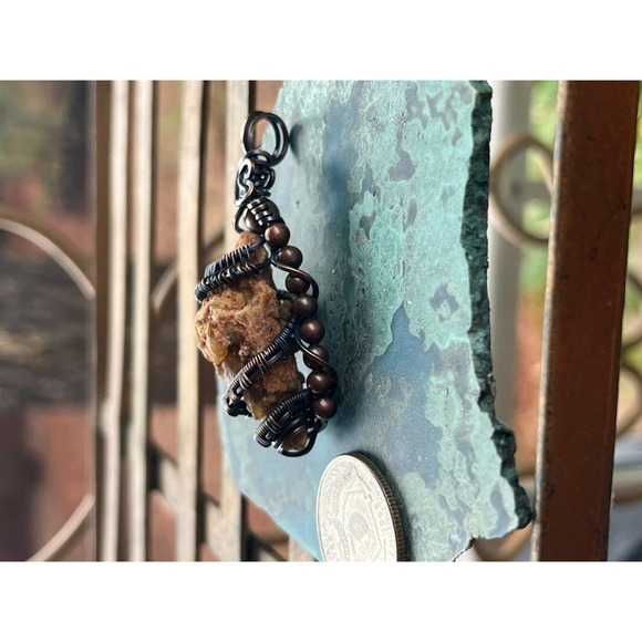 Fossil Shell, Carnelian Agate, WireWeavedUniques - Picture 5 of 9